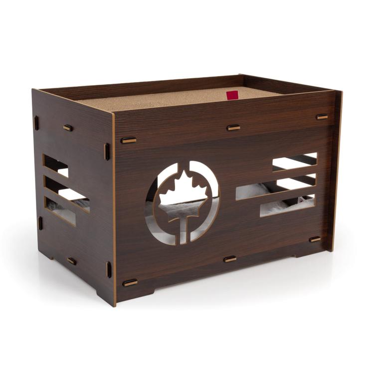 Kočičí dům | Petitot | Škrabadlo Lehátko Pelíšek pro KOČKU | Canadian Cat | 60 x 39 x 39 cm | tmavý ořech od ParrotPlanet.cz