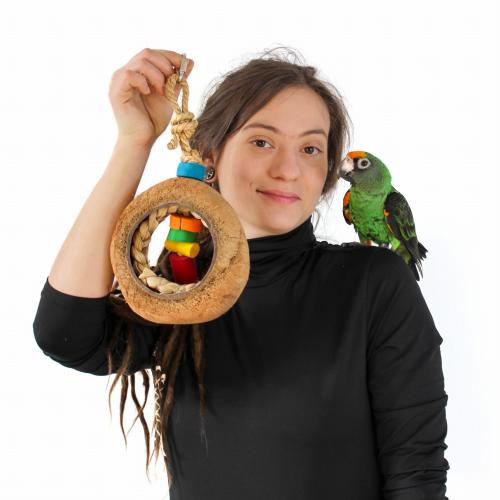 Kokosová elipsa   - Hračka pro střední a velké papoušky od ParrotPlanet.cz