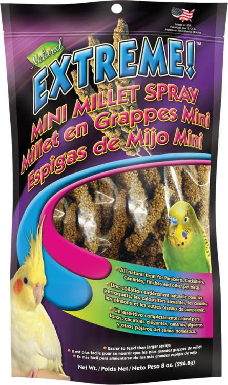 Extreme! Natural Mini Spray Millet – pochoutka třídy PREMIUM+ originální proso pro menší papoušky (nymfy, vlnkované, nechtěny, kanárky, tropické) 226 g od parrotplanet.cz