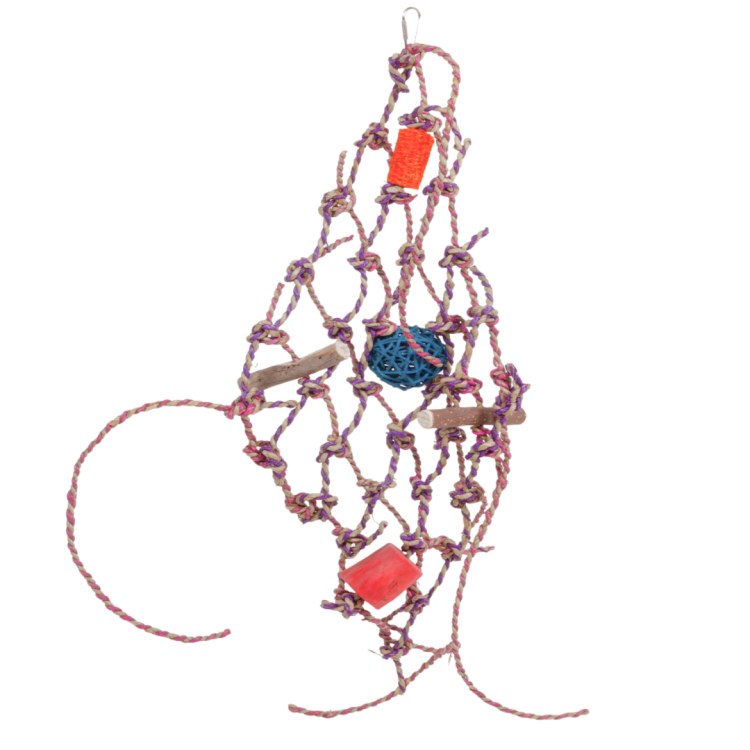 SÍŤ Java s atrakcemi | Hračka na lezení pro velké a malé papoušky, velikost L od ParrotPlanet.cz