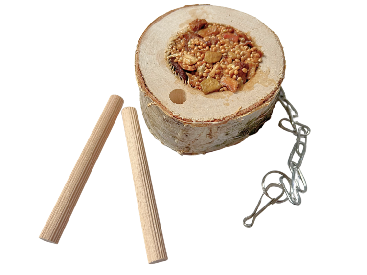 Kulaté dřevěné kousky s ovocem a semínky – pro malé a střední papoušky od ParrotPlanet.cz