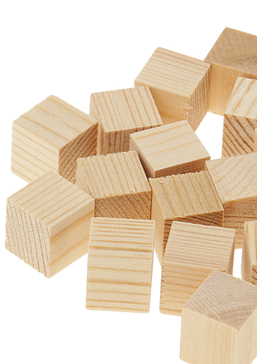 DDřevěné kostky  – hračka do tlapky nebo DIY pro papoušky, 49 kusů od ParrotPlanet.cz
