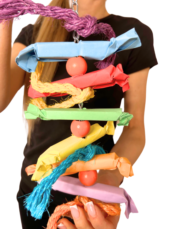 Cukrowa Wieża – barevná, přírodní hračka pro všechny papoušky od ParrotPlanet.cz