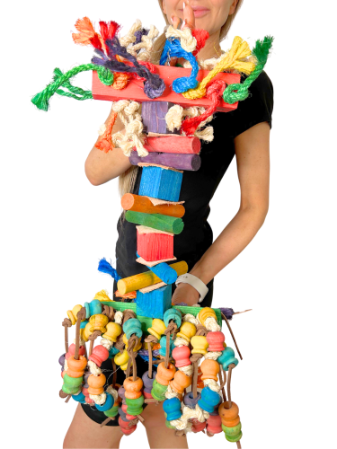 Papoušek na Gigancie II – OBROVSKÁ hračka pro velké papoušky velikosti XXL od ParrotPlanet.cz