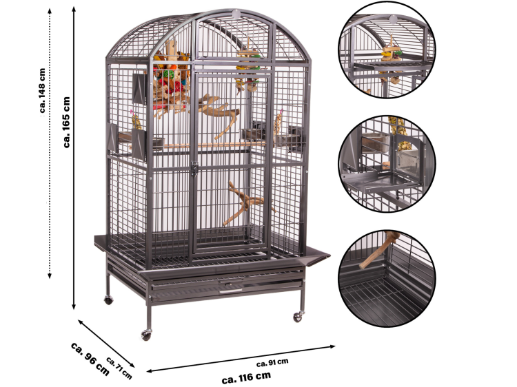 Klec pro papoušky Montana Hacienda Dome tmavá od ParrotPlanet.cz