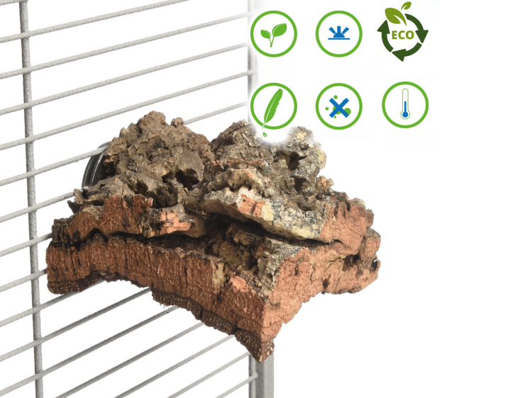 Přírodní bidélko z kůry korkového dubu, velikost S – pro  malé papoušky od ParrotPlanet.cz