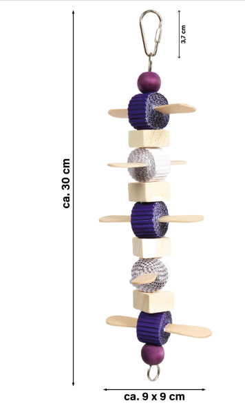 Woody Whirl – dřevěná závěsná hračka pro malé a střední papoušky | cca 30 x 9 x 9 cm od ParrotPlanet.cz