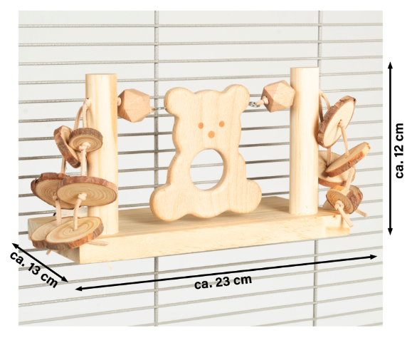 Teddy Bear Swing – hračka do klece s figurkou medvídka pro papoušky | cca 23 x 12 x 13 cm od ParrotPlanet.cz