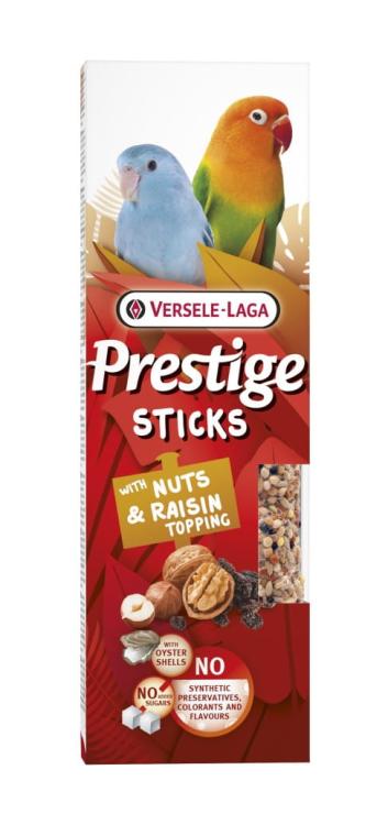 Versele Laga - Prestige Sticks Small Parrots with Nuts &amp; Raisin topping 60 g - tyčinky s posypem z ořechů a rozinek pro malé papoušky od ParrotPlanet.cz