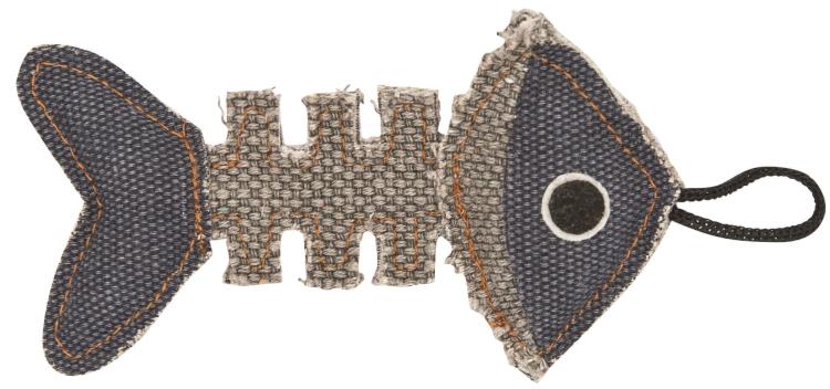 Barry King kostra ryby z pevného materiálu | hračka pro kočky | šedá/tmavě modrá  14 x 7,5 cm od ParrotPlanet.cz