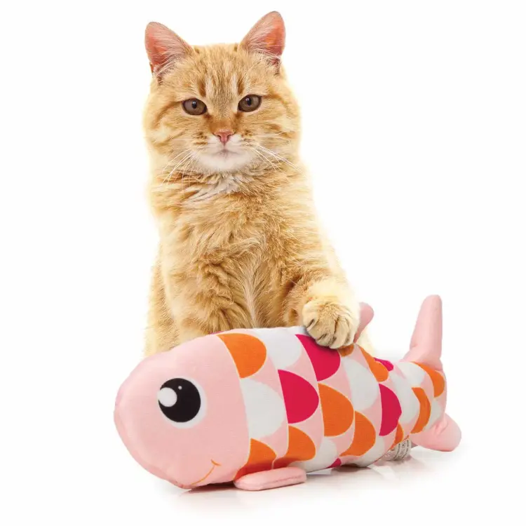 Groovy fish, hračka pro kočky, růžová, 25 cm, s kočičí mátou, dobíjecí přes USB od ParrotPlanet.cz