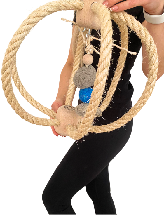 Planeta Papug  - Houpací síť z juty s kameny Lava pro péči o zobáček od ParrotPlanet.cz