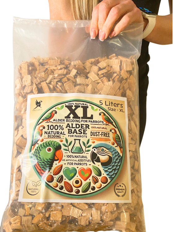 Olšové štěpky, velikost XL – přírodní podestýlka pro velké papoušky, 5 litrů od ParrotPlanet.cz
