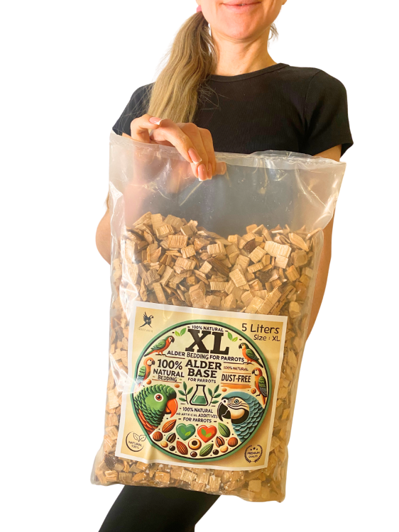 Olšové štěpky, velikost XL – přírodní podestýlka pro velké papoušky, 5 litrů od ParrotPlanet.cz