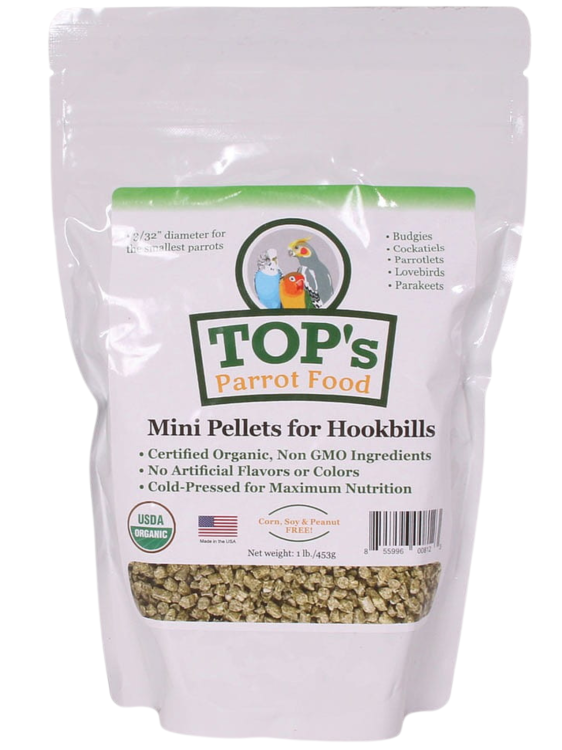 Top's Organic Parrot Food - Mini - Granule pro nimfy a jiné malé papoušky 1,81 kg od ParrotPlanet.cz