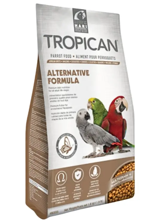 Hagen HARI Tropican Alternative Formula – lehce stravitelné krmivo bez sóji a kukuřice pro papoušky, 1,8 kg  ParrotPlanet.cz