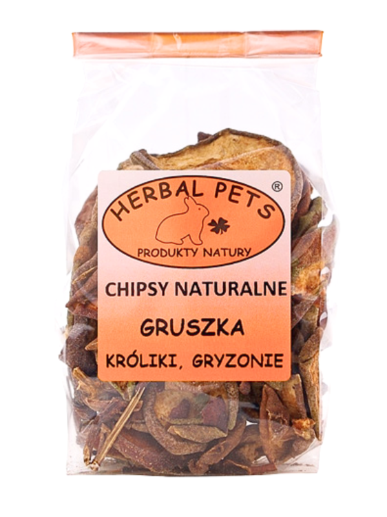 Přírodní chipsy – hruška: Lahodná a zdravá pochoutka pro králíky a hlodavce 75 g  od ParrotPlanet.cz