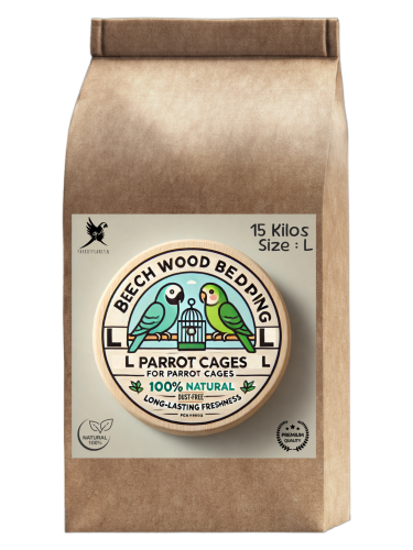 Bukové štěpky pro papoušky, velikost L – přírodní a hygienický podestýlka do klecí 15 kg od ParrotPlanet.cz