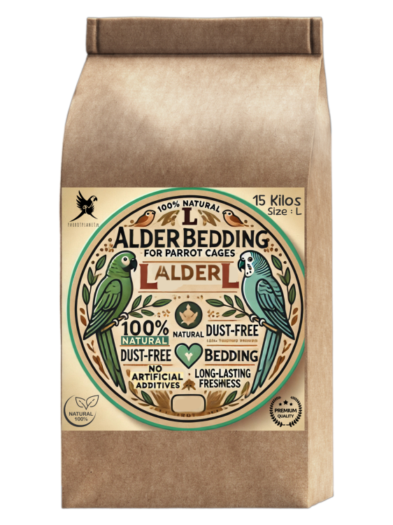 Olšové štěpky, velikost L – přírodní podestýlka pro papoušky, 15 kg od ParrotPlanet.cz