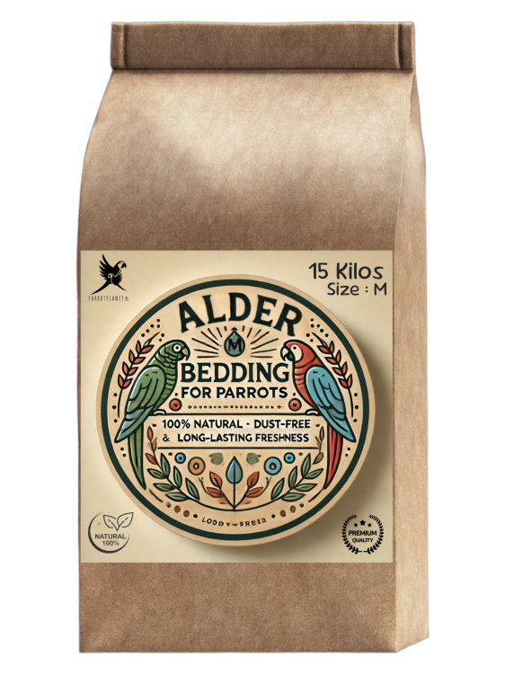 Olšové štěpky, velikost M – přírodní podestýlka pro papoušky, 15 kg od ParrotPlanet.cz