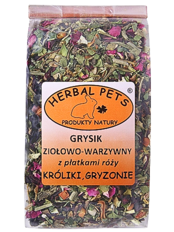 Bylinný a zeleninový žvýkací pamlsek s růžovými lístky pro králíky a hlodavce – přírodní směs plná chuti a výživných hodnot 100 g od ParrotPlanet.cz