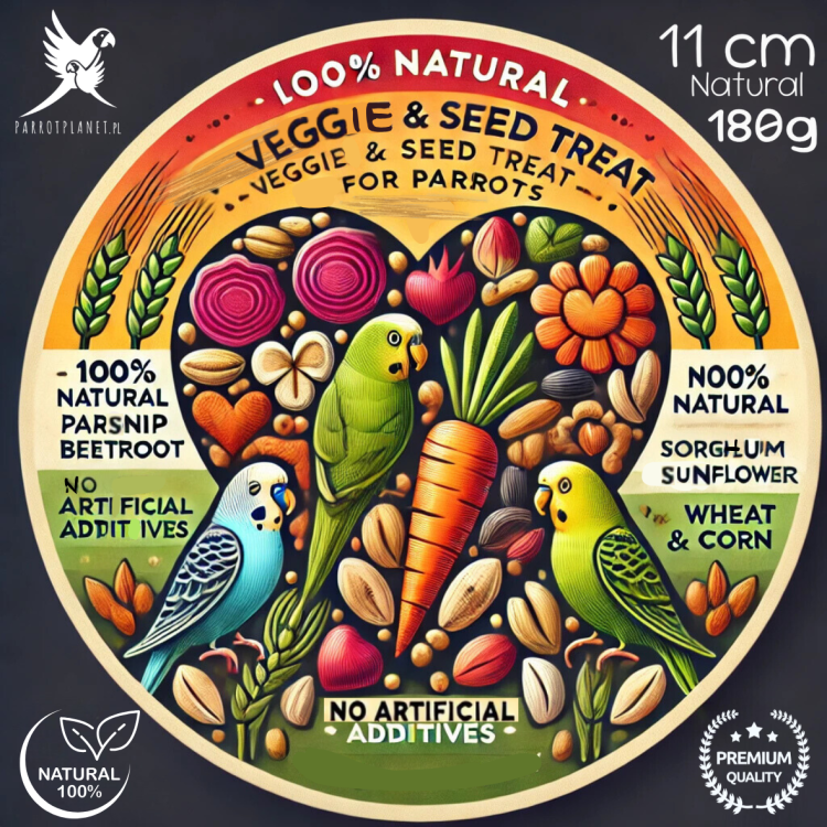 Parrot Planet – Papuzie Serce – OŘECHOVO-ZELENINOVÉ – XL – pamlsek pro všechny papoušky 180 g od ParrotPlanet.cz