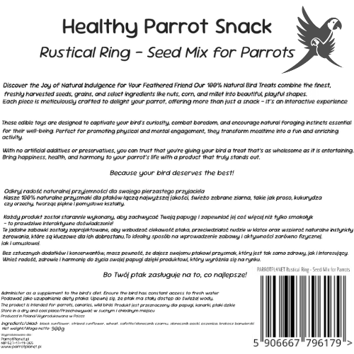 Parrot Planet - GIANT RUSTICAL RING  - 0,9 kg - pamlsek pro všechny papoušky  od ParrotPlanet.cz