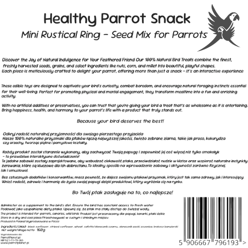 Parrot Planet - MINI RUSTICAL RING - pamlsek pro všechny papoušky 160 g od ParrotPlanet.cz