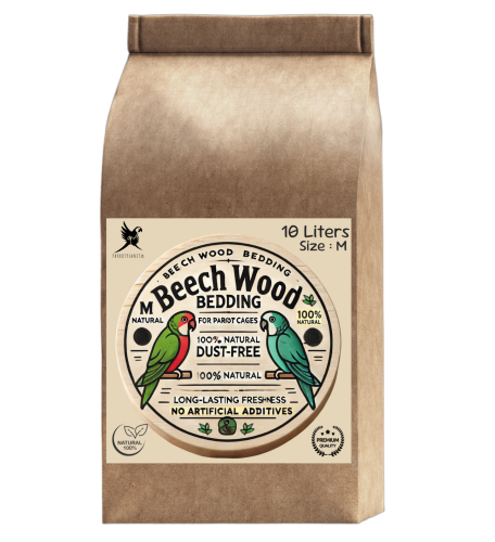 Bukové štěpky pro papoušky, velikost M – přírodní a hygienický podestýlka do klecí 10 l od ParrotPlanet.cz
