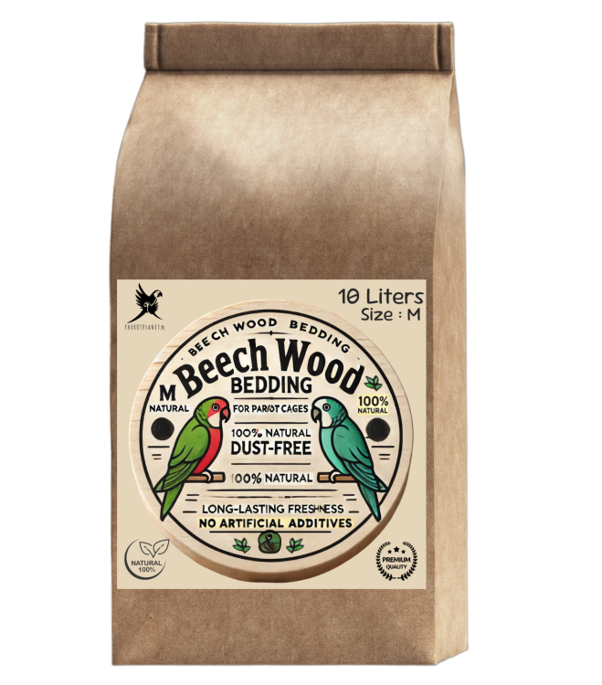 Bukové štěpky pro papoušky, velikost M – přírodní a hygienický podestýlka do klecí 10 l od ParrotPlanet.cz