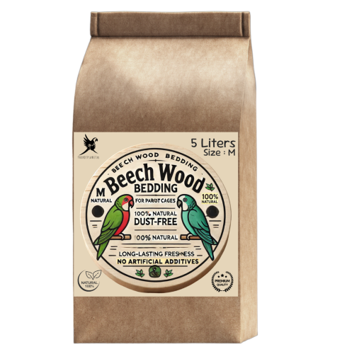 Buková štěpka pro papoušky, velikost M – přírodní a hygienická podestýlka do klecí 5 l od ParrotPlanet.cz