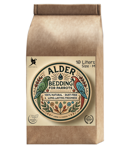 Olšové štěpky, velikost M – přírodní podestýlka pro papoušky, 10 litrů od ParrotPlanet.cz