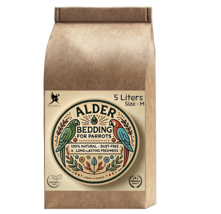 Olšové štěpky, velikost M – přírodní podestýlka pro papoušky, 5 litrů od ParrotPlanet.cz