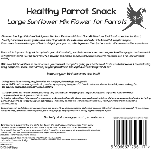 Parrot Planet - Papouščí květina se slunečnicemi - XL - pamlsek pro všechny papoušky 210 g od ParrotPlanet.cz