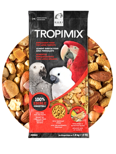 Hagen Hari Tropimix Large Parrot Food Mix – Vyvážené krmivo s granulemi pro velké papoušky 1,8 kg od ParrotPlanet.cz