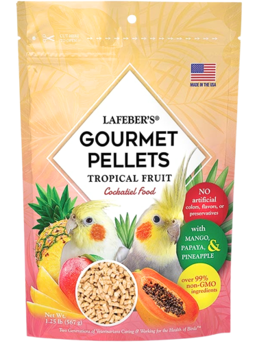 Lafeber Gourmet Pellets - Tropical Fruit - Cockatiel - Vyvážené krmivo:  granule s ovocem pro papoušky  56 g VZOREK od ParrotPlanet.cz