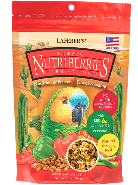 Lafeber NutriBerries El Paso – Pikantní krmivo se zeleninou ve tvaru kuliček pro velké a střední papoušky 284 g od ParrotPlanet.cz