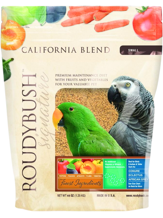 RoudyBush California Blend Small 1,25 kg – vyvážené granule s ovocem a zeleninou pro papoušky od ParrotPlanet.cz