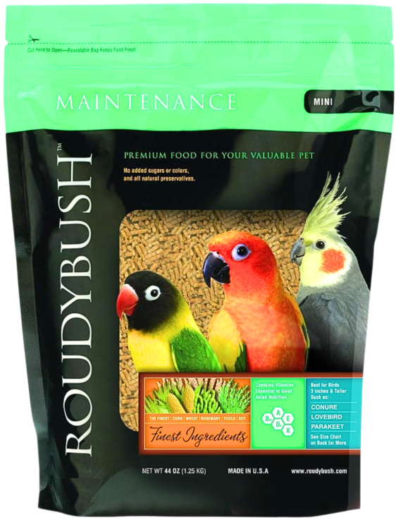 RoudyBush Maintenance Mini 0,628 kg – přírodní granule pro nimfy a jiné malé a střední papouškyod ParrotPlanet.cz