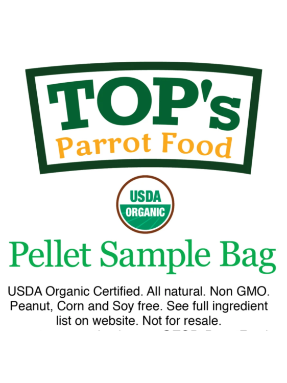 TOP's Parrot Food Mini Pellets – Organické granule Top's pro všechny druhy papoušků 57 g – VZOREK od ParrotPlanet.cz