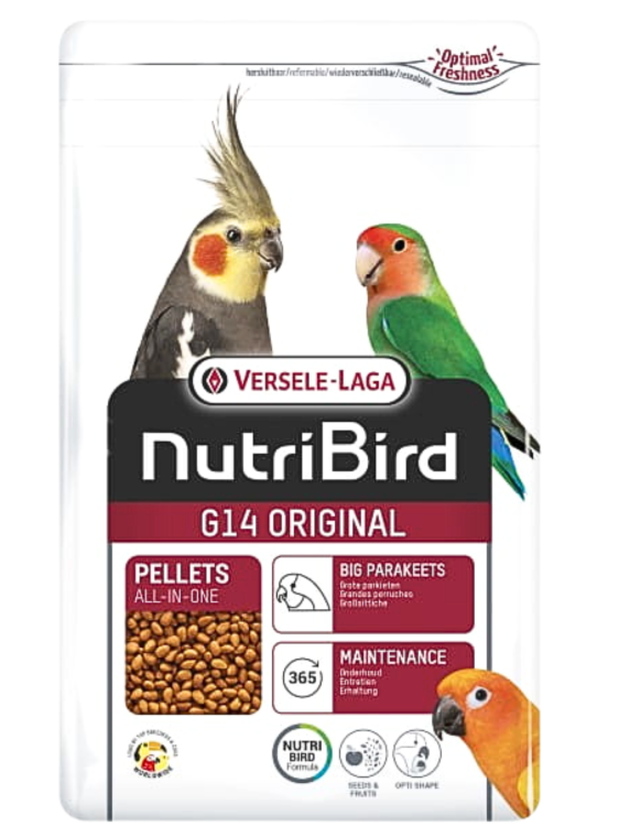 Versele Laga NutriBird G14 Original-maintenance 1 kg – granule pro nimfy a jiné střední papoušky od ParrotPlanet.cz