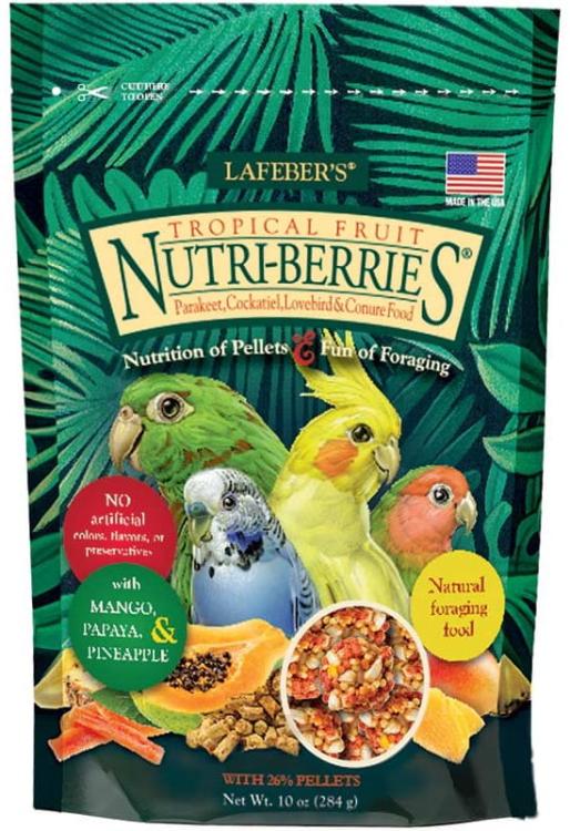 Lafeber NutriBerries Tropical Cockatiel – Krmivo: zrní s tropickým ovocem ve tvaru kuliček pro střední a malé papoušky 28 g VZOREK od ParrotPlanet.cz
