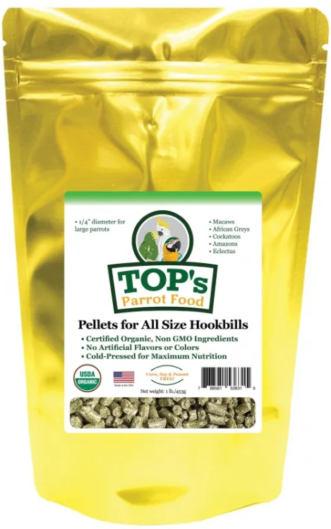 TOP’s Parrot Pellets – organické granule pro střední a velké papoušky 4,54 kg ParrotPlanet.cz