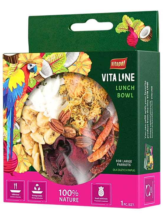 Vitapol Vitaline Lunch Bowl – přírodní pamlsek pro velké papoušky od ParrotPlanet.cz