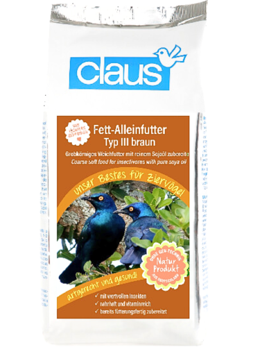 Claus Fett-Alleinfutter typ III - braun - krmivo pro drozdy, špačky, datly, kukačky a další ptáky 500 g od ParrotPlanet.cz
