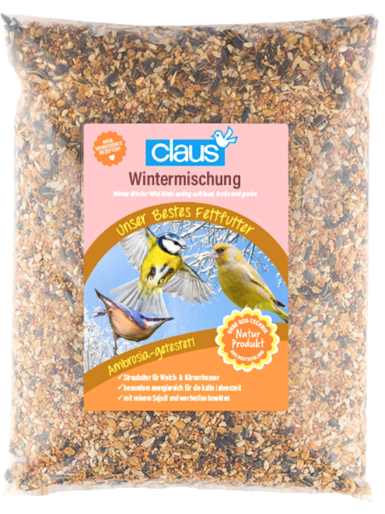 Claus Set Wintermischung + Futtersäule - Claus Sada „Zimní směs“ + krmítko pro volně žijící a zahradní ptáky 1 kg  od ParrotPlanet.cz