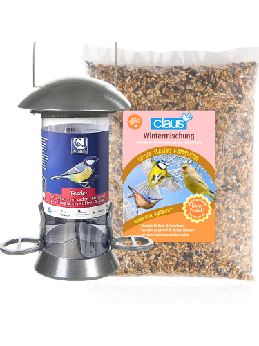 Claus Set Wintermischung + Futtersäule - Claus Sada „Zimní směs“ + krmítko pro volně žijící a zahradní ptáky 1 kg  od ParrotPlanet.cz