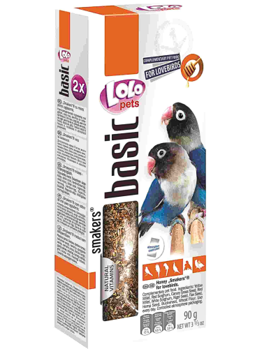 LoLo Pets Basic -Smakers MEDOVÝ URČENÝ PRO NEROZLUČNÉ PÁRY 90 g (2x45 g) od ParrotPlanet.cz
