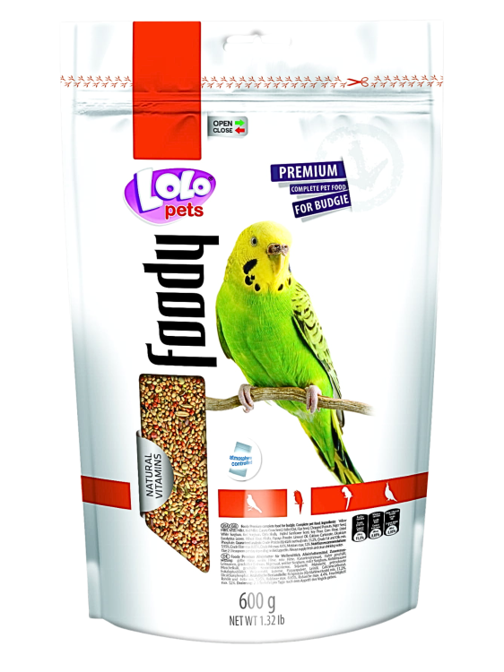 LoLo Pets FOODY Premium 600 g krmivo pro vlnkované papoušky od ParrotPlanet.cz