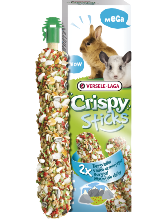 Versele Laga – Mega Sticks Rabbits-Chinchillas „Mountain Valley“ – Pečené kukuřičné klasy XL s rýží pro králíky a činčily, 140 g od ParrotPlanet.cz